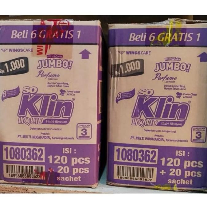 Grosir Detergen Cair Soklin Liquid Jumbo 40Ml (120 + 20 Sachet) 1 Dus