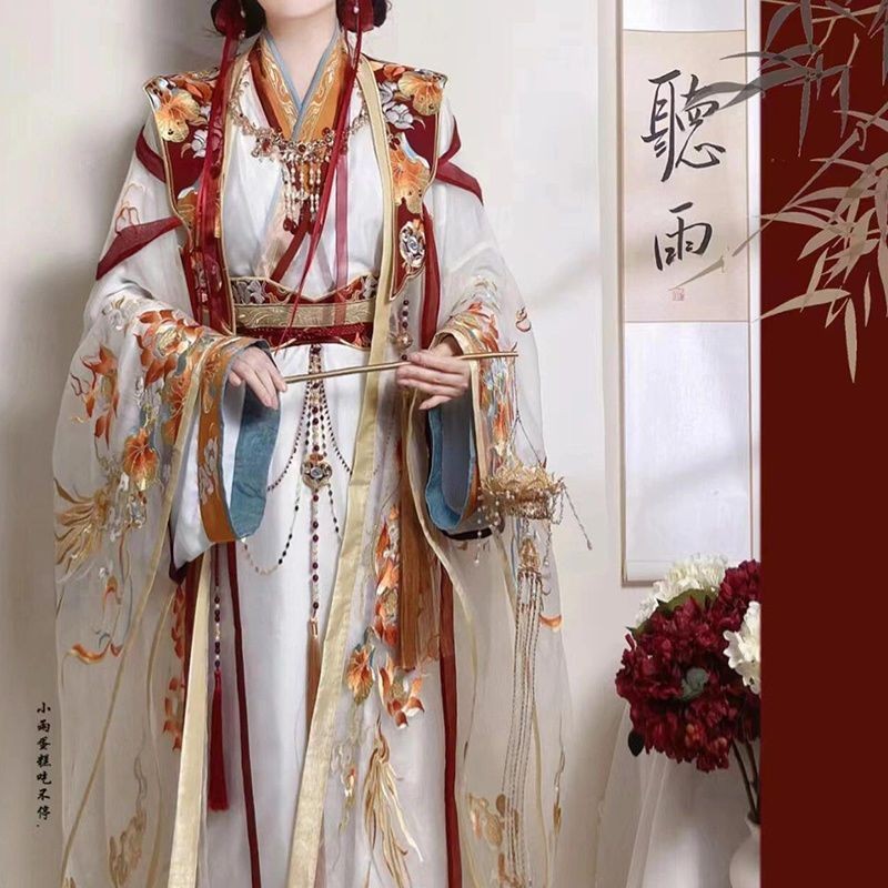 Hanfu Authentic Embroidery Original Cross-Collar Lian Taizi Yue Shen COS Clothing