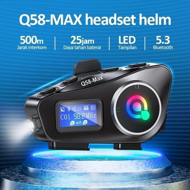 Q58 Intercom Helm Bluetooth Chip Qualcomm 5.0 Fm Radio Intercom Dua Arah Dan Peringat Tahan Air Ip6 