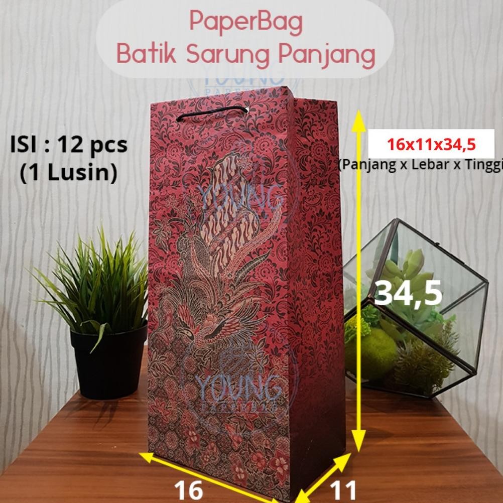 

Gtu-712 Paper Bag Batik Sarung Panjang Motif Burung (1 Lusin (12Pcs))