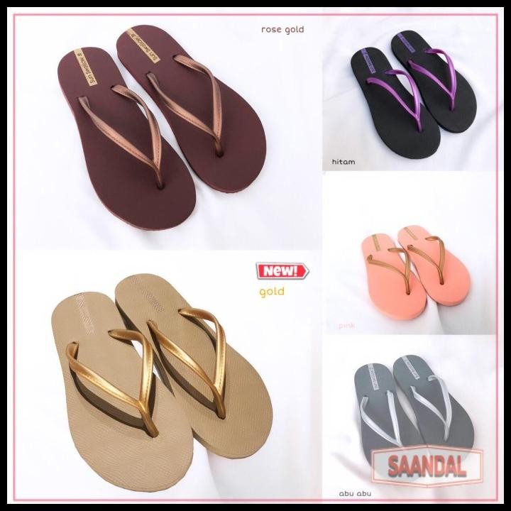 Terlaris Sandal Jepit Karet Wanita Sun Swallow Tokyo Hitam Coklat Abu-Abu Emas Good Quality