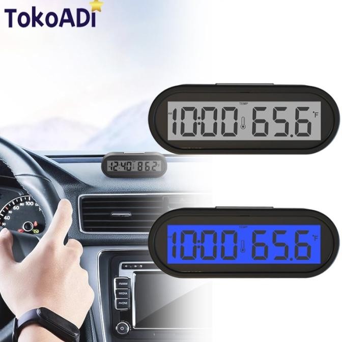 Jam Digital LED mobil Blacklight Biru Dengan Termometer Jam Termometer Mobil Digital Led New design