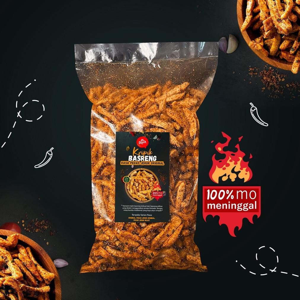 

HJ Yasnack Premium Basreng Pedas Jeruk 1/4 kg, 250 gr