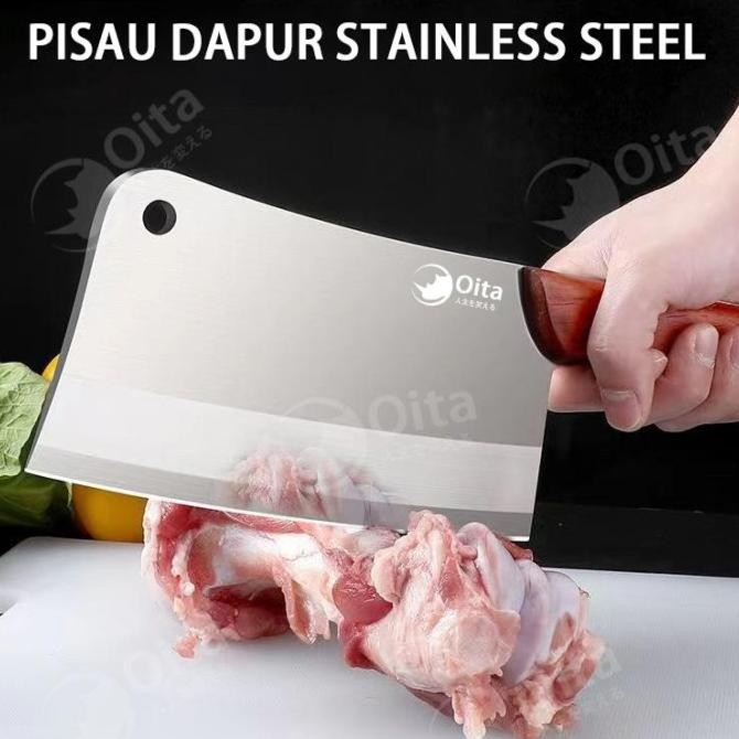 Oita Pisau Daging Koki Jepang Golok Potong Sapi Ayam ikan Super Tajam Knife Dapur Stainless