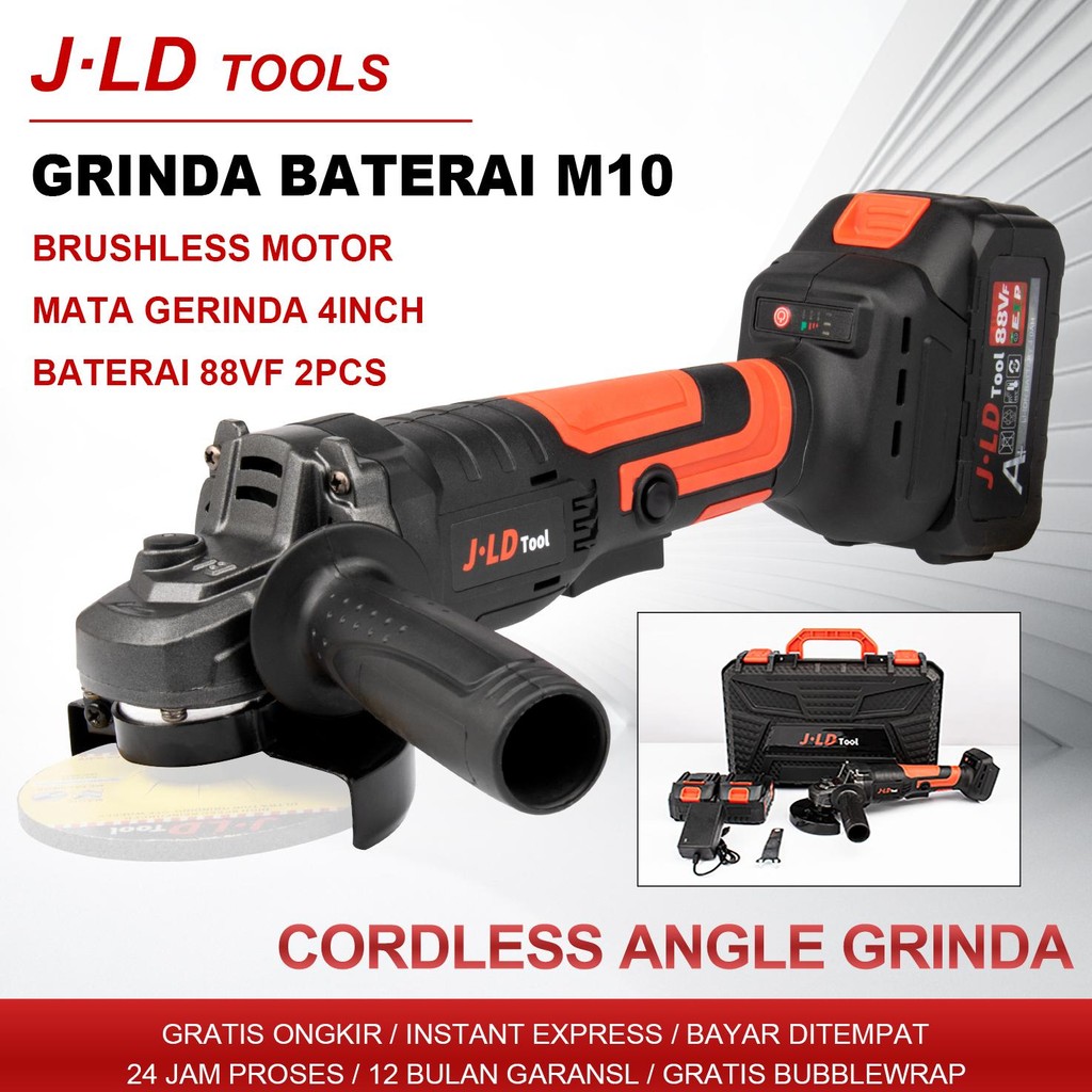 JLD 88Vf Gerinda elektrik baterai M10 Angle grinder 4INCH gerinda baterai Brushless Gerinda cas tanp