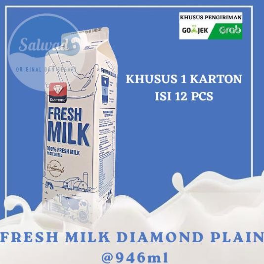 

Fresh Milk Diamond Plain / Tawar 946Ml (1 Karton Isi 12 Pcs) Best Seller