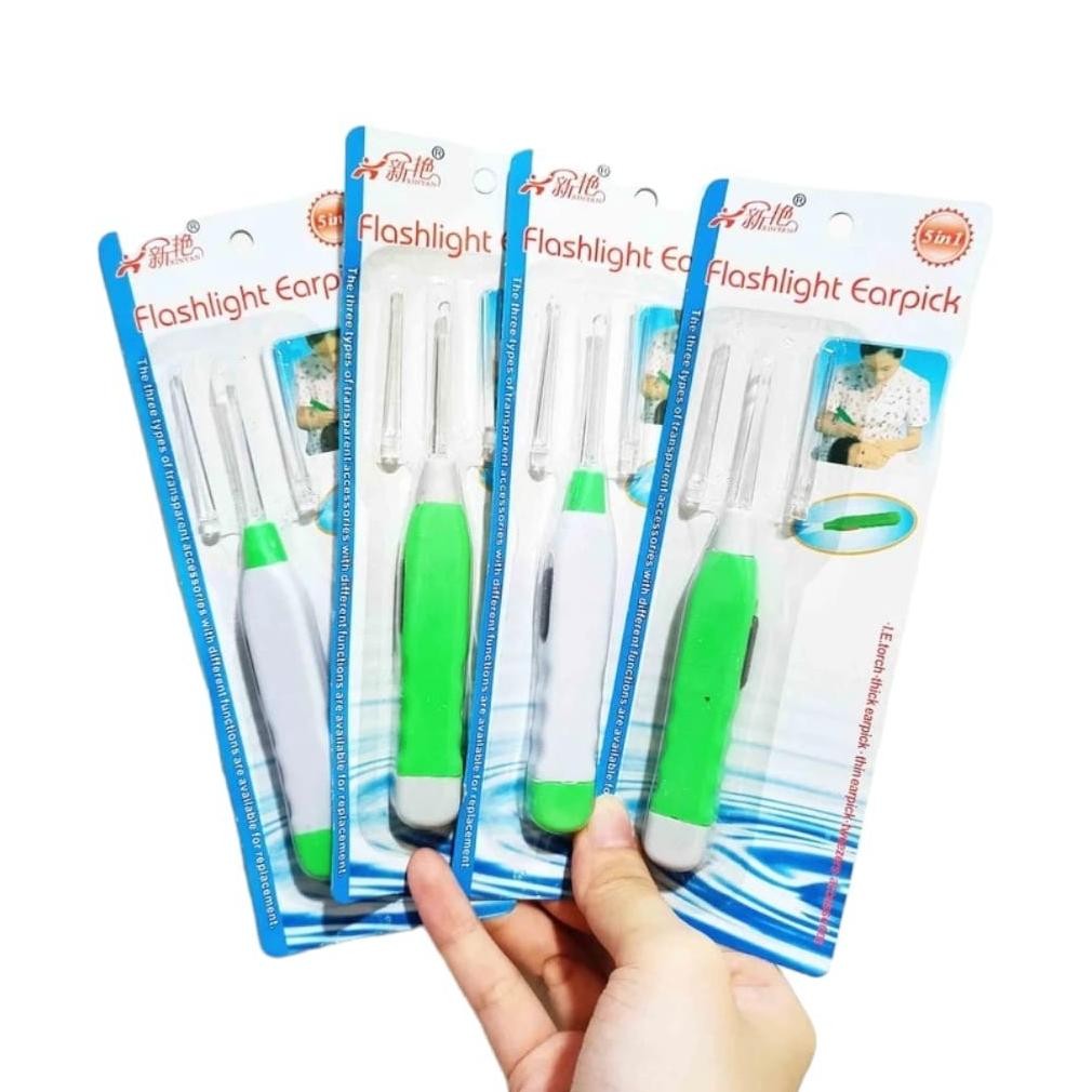 Rg-4 Stipa Korek Kuping Polos Lampu Led Karakter Pembersih Telinga Earpick Flashlight Anak Bayi