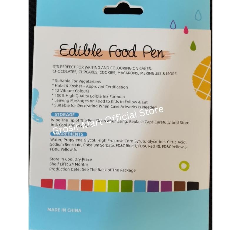 

Up15 y-76 GM Spidol Bento Spidol Dekorasi Kue 1 set isi 12 warna Edible Food Pen Edible Marker Dekorasi Bento Kue Baking Decoration Berkualitas Hemat