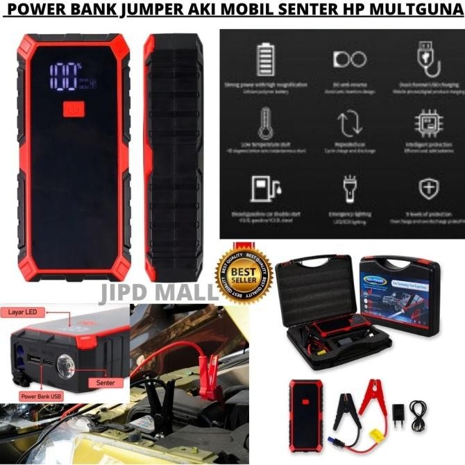 promo power bank jumper aki mobil senter usb charger hp 20000mah 111131