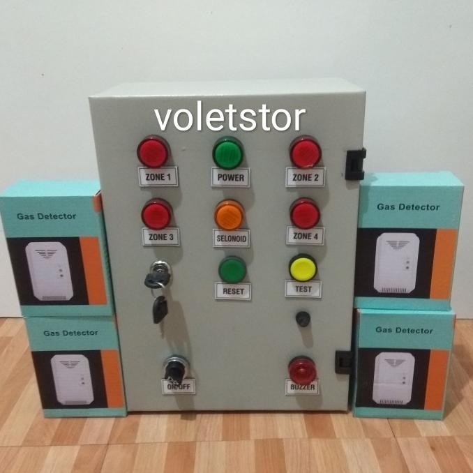 Panel Gas 4 Zone+4 Detector Gas Dc 12 V New Stok