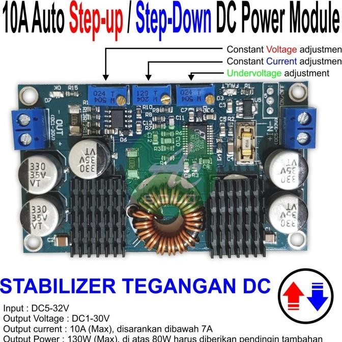 Terjangkau 10A Auto Buck/Boost Module Auto Step-Up Step-Down Ltc3780