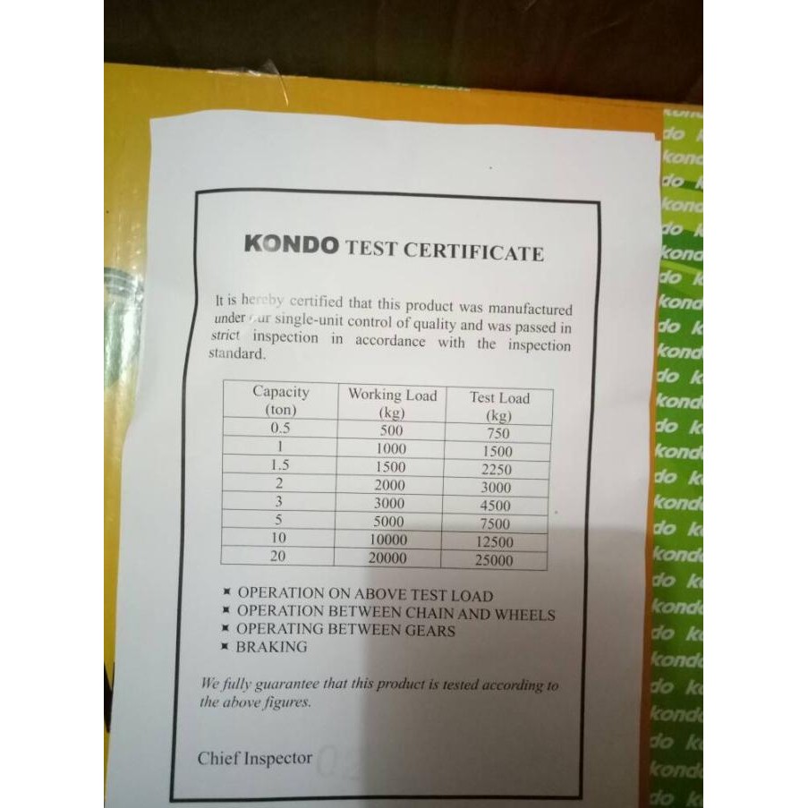 Grosir Chain Block Takel Katrol Kerekan Kondo 3Ton 5Meter