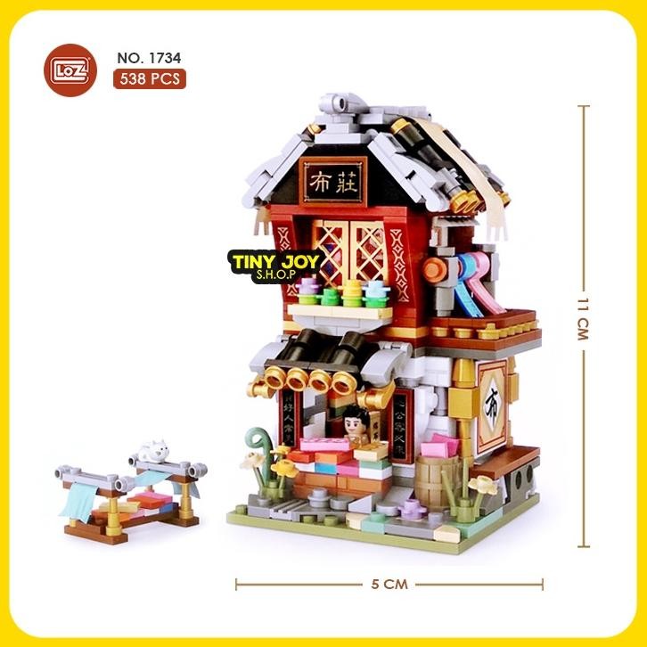 LOZ Building Block ( Ancient Street Mini CLOTH SHOP ) 1734 Vol. 2 - DIY Puzzle Mainan Toko Kain Balo