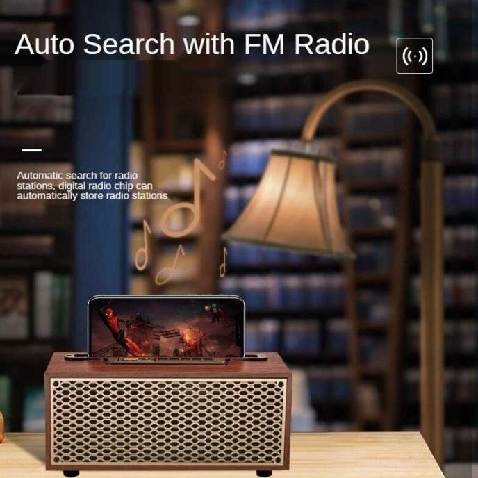 Sale Speaker Bluetooth Radio Jadul Kayu Klasik Portable Mini 1200Mah Usb