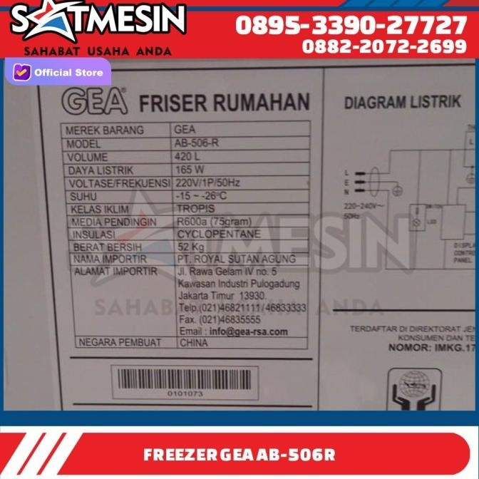 Promo Gea Chest Freezer Ab-506-R | Ab-506R | Ab506R (420 Liter)