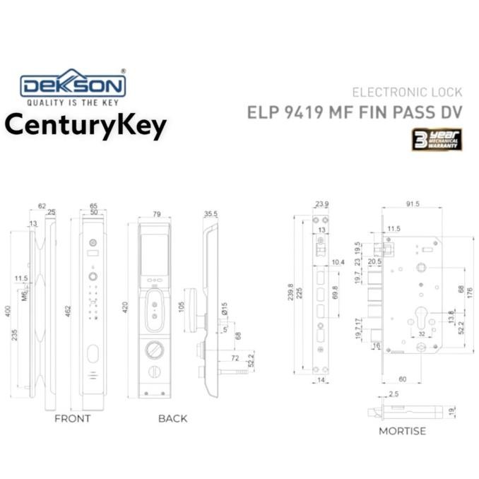 Electronic Lock Dekkson Elp 9419 Mf Fin Pass Dv - Asli