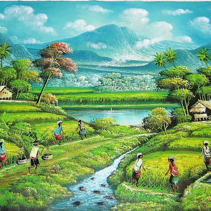 Lukisan Pemandangan Terasering Ubud Bali Kualitas Premium