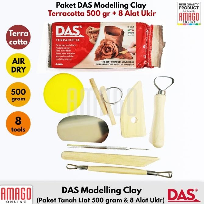 

Paket Das Modelling Clay 500Gr Terracotta Coklat + 8 Buah Pottery Tool Co