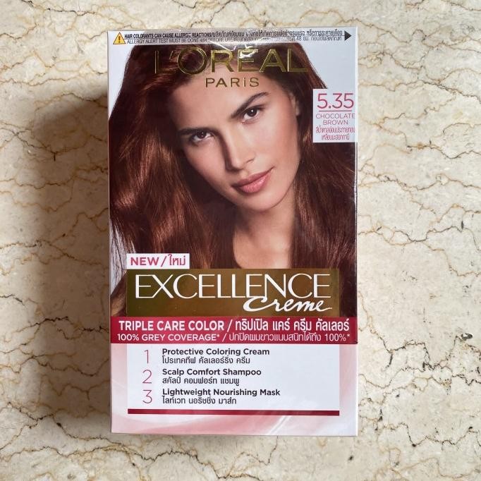 Loreal excellence creme 5.35 chocolate brown hair color cat pewarna rambut coklat