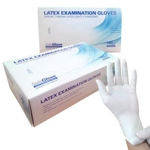 Sarung Tangan Medis Karet Latex Safe Gloves / Latex Handscoon Isi 100