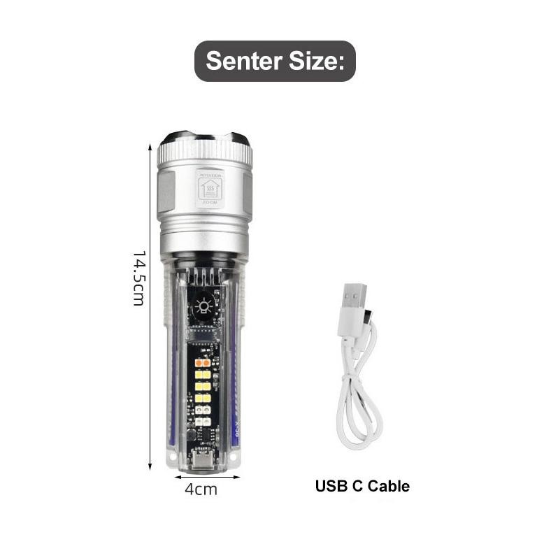 Anbolt X36 Senter Super Terang 100000 Lm Ori Anti Air Senter Laser Jarak Jauh Transparent Shell Zoom