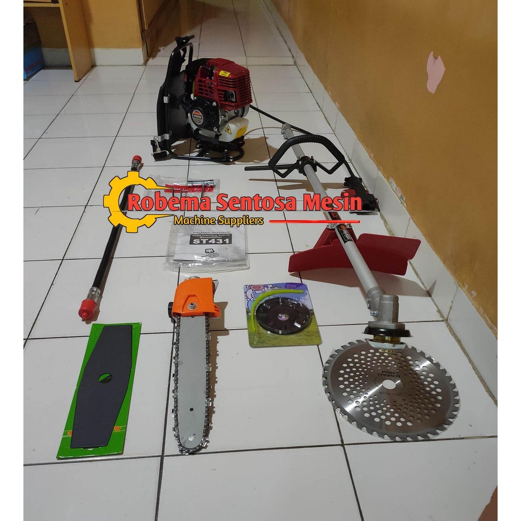 Mesin Potong Rumput 4 Tak Honda Merk Mollar Komplit Mata Pisau Chainsaw Potong Kayu