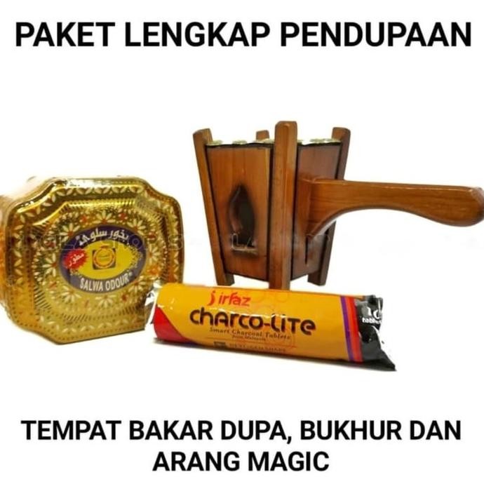 Paket Buhur Salwa Tempat Bakar kayu Bukhur Dupa Dan Arang Magic