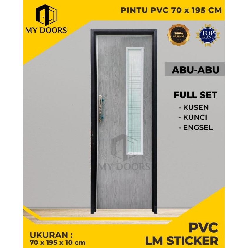 Pintu Kamar Mandi Pvc Kaca Buram Super White Dengan Handel Mewah