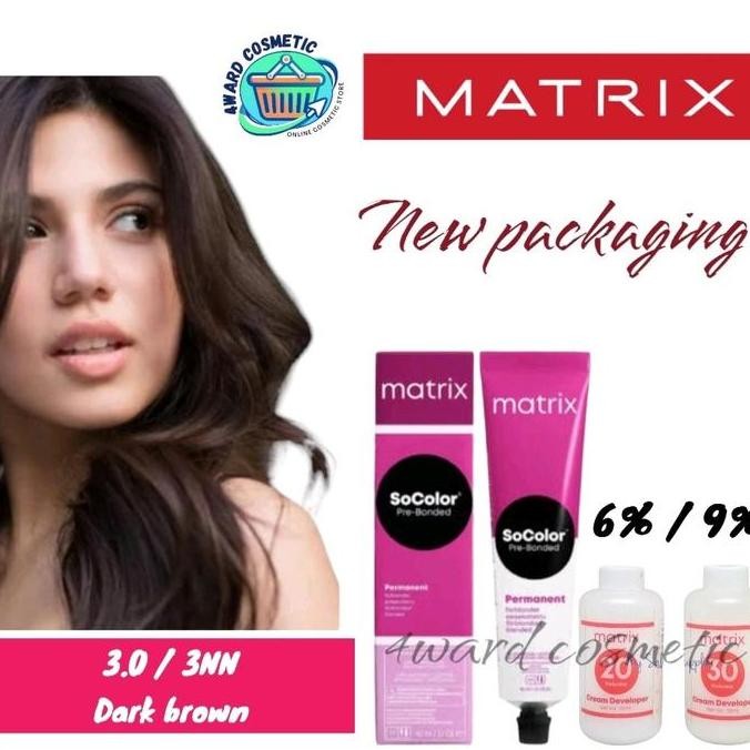 Matrix socolor 3.0/3NN dark brown + oxidant pewarna rambut hair color