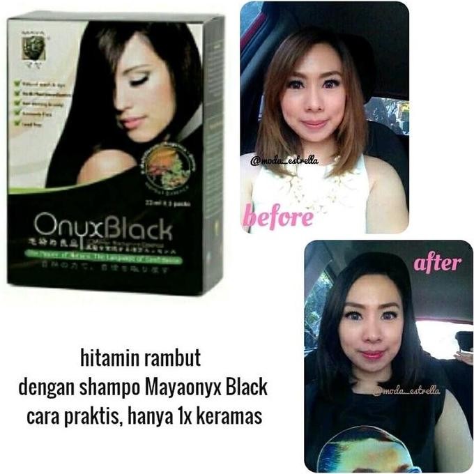 SHAMPO WARNA HITAM / SHAMPO MAYA ONYX BLACK COLOUR / SHAMPO WARNA HERBAL / MAYAONYX / BUBBLE HAIR CO