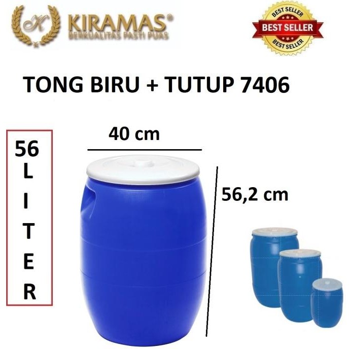 Kiramas Tong Air / Tong Biru / Tong Sampah / Plastik 56 Liter - 7406