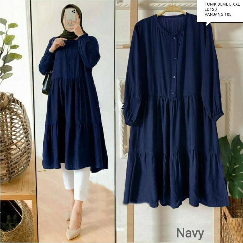 Wiza Tunik/Tunik Jumbo/Ld102&120/Tunik Kerut Keliling/Tunik Susun/Tunik Wanita/Tunik Muslim/Midi Dre