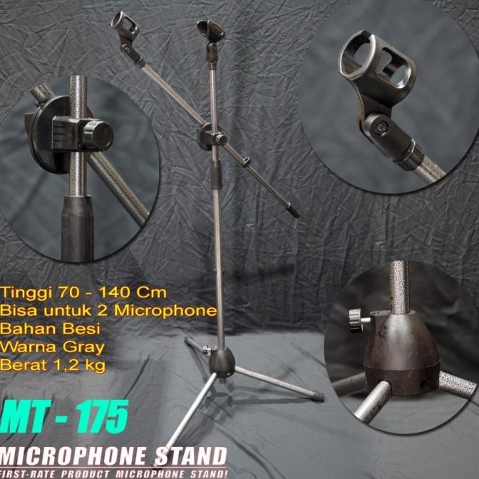 Stand Mic MT 175 / MT-175 Lantai Tripod + Holder Handphone dan Mic