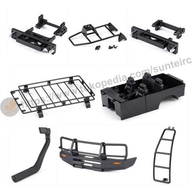 Rcrun Rc Crawler Lc80 Accessories Interior Body Mount Bull Bar Bumper Roof Rack Snorkel Ladder Tire 