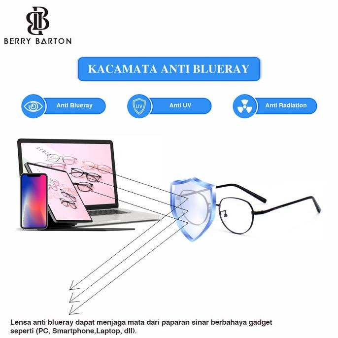 Kacamata Frame Round Metal Fashion Modern Photocromic Blueray 8623