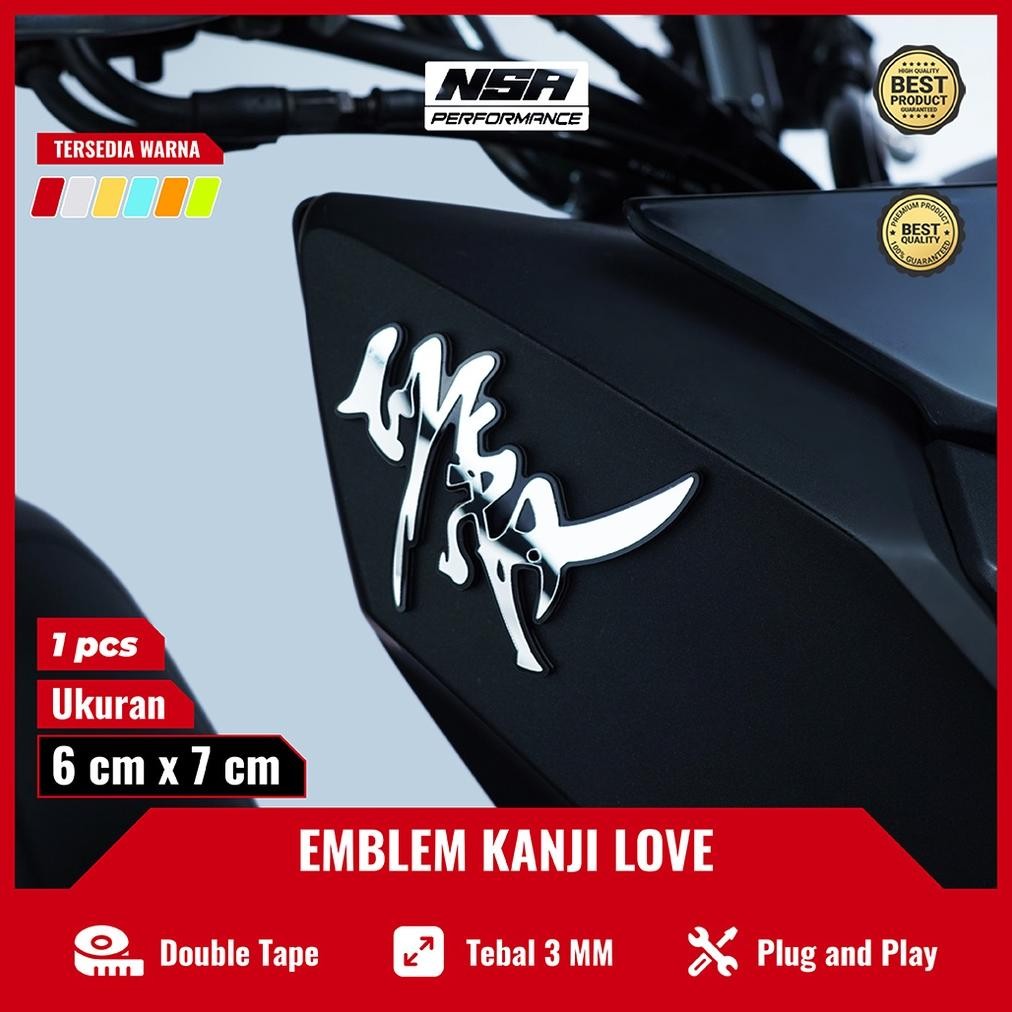 1PCS EMBLEM KANJI LOVE BUKAN STIKER KANJI STICKER KEREN TIMBUL RACING STIKER LUCU TULISAN KANJI JEPA