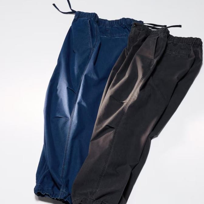 UNIQLO C CLARE Celana Panjang pria Parasut Fit Lebar Denim Wide Parachute Pants Dark Gray