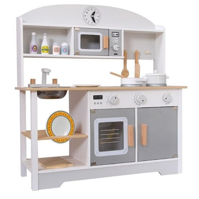 wooden kitchen set grey - kitchen set anak - dapur anak - mainan dapur
