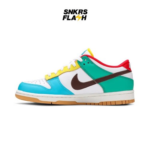 NIKE Kids Dunk Low Free 99 White Light Chocolate Roma Green (Gs) Sepatu Sneakers Anak - CZ2496100 - Size 36