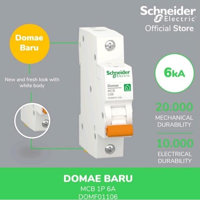 Terjangkau Mcb Schneider Domae C6 1P / Schneider Electric Mcb Domae C6 1P