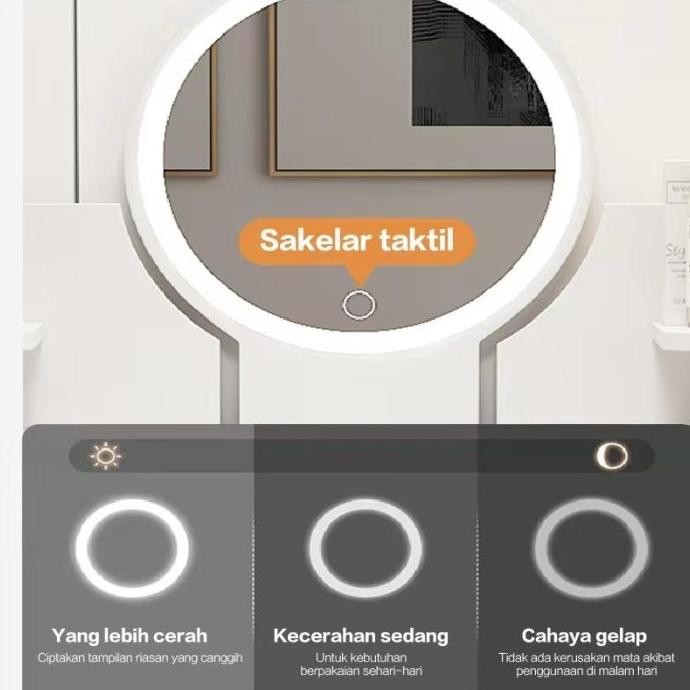 Meja Rias Kaca Rak Kosmetik Minimalis Meja Make-up Lemari Kosmetik Multifungsi Z17A2