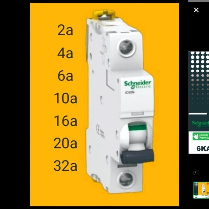 Terjangkau Mcb Schneider 6A 10A 16A 20A/Mcb /Sekring/Listrik/Kabel/Sneider Murah