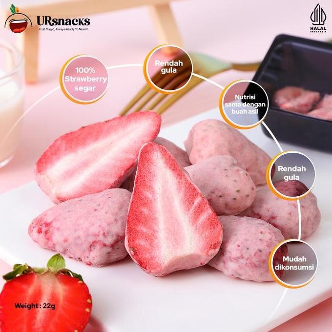 

Grosir [Free Strawberry] Ursnacks Bundle Of 5 Dapat 6Pcs - Freeze Dried Durian 2Pcs Mangga 2Pcs Strawberry