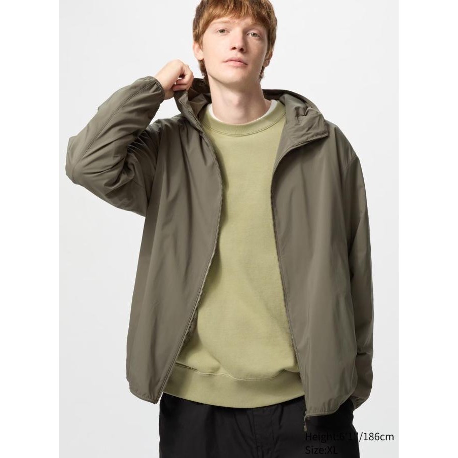 JAKET PRIA PARKA SAKU UNIQLO MEN JAS HUJAN 182571 HIJAU TUA OLIVE 56