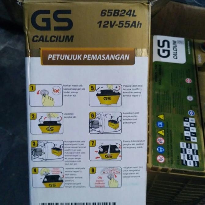 New aki mobil battery GS Astra type calcium 65B24L 12 volt 55 amper