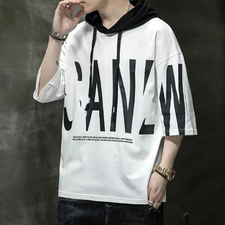 Kaos Hoodie Lengan Pendek Distro Pria Dewasa Tersedia Ukuran M Fit L Xl Dan Xxl - Kaos Hoodie Oversi