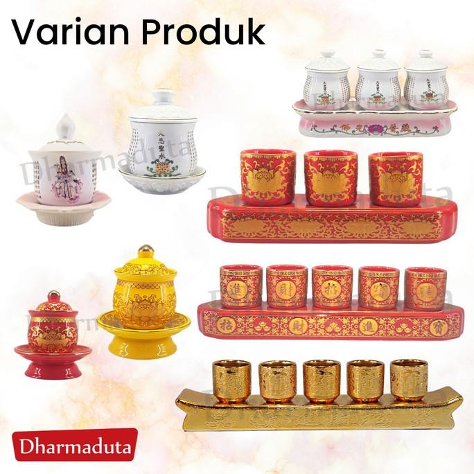 READY GELAS PERSEMBAHAN SEMBAHYANG KWANIM GUANYIN KERAMIK - D7X9CM TERBAIK