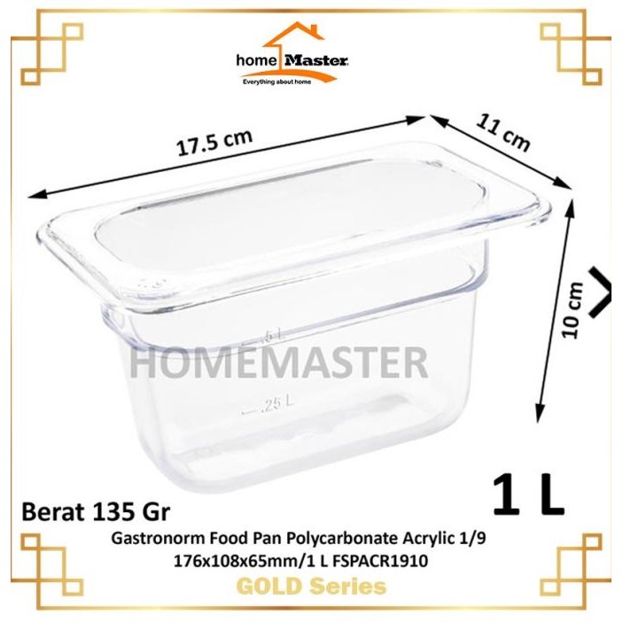 Murah Polycarbonate/Pc/Acrylic Gastronorm Food Pan 1/9 Fspacr1910
