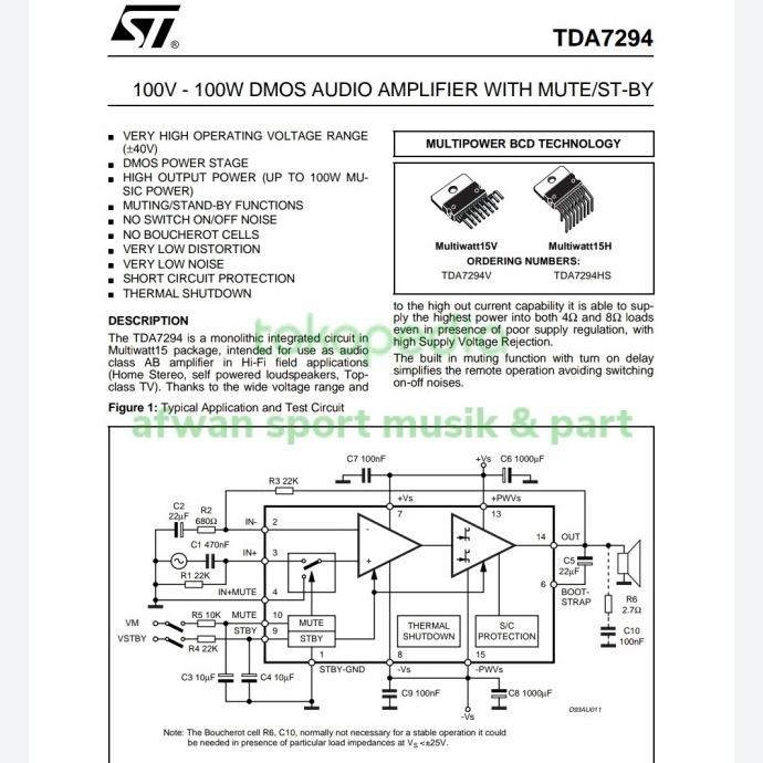 Modul Kit Power Amplifier Mono Tda 7294 Diy Original