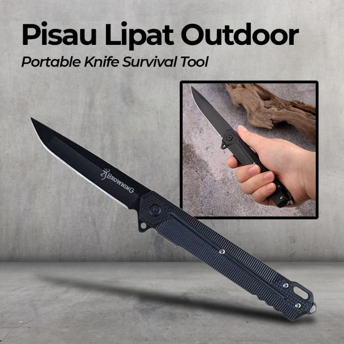 saku lipat stainless pocket knife browning aminaifu survival